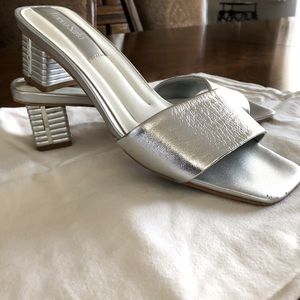 Franco Sarto Silver Slide Sandals